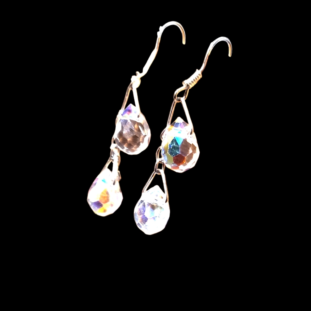 Dazzling Silver Crystal Dangle Earrings